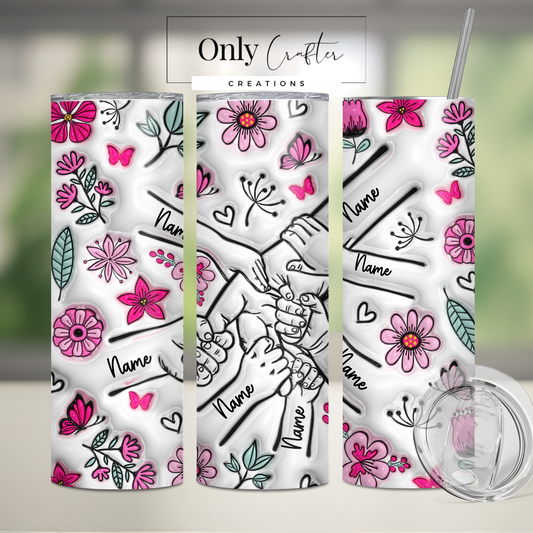 Customizable 3D Hand-Holding Design 20oz Tumbler - Personalized Mother's Day Gift - Stainless Steel Insulated Tumbler